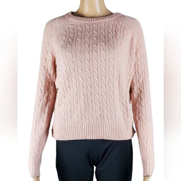 J.Crew  Blush Cable Knit Sweater with Side Buttons - Picture 1 of 6